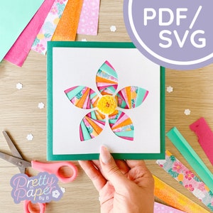 Modello di piegatura dell'iride con petali di fiori PDF e SVG / Scarica il modello di piegatura dell'iride per principianti selvaggi / Taglia file / Modello per la creazione di biglietti