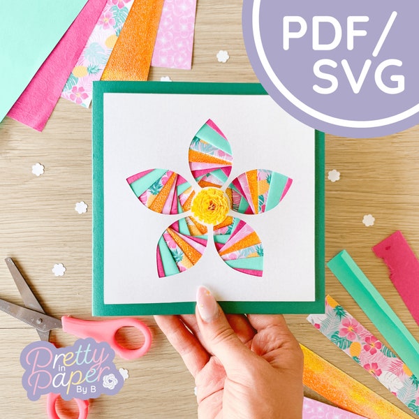 Flower Petals Iris Folding Pattern PDF & SVG | Wild Beginner Iris Folding Template Download | Cut File | Card Making Template