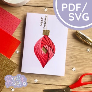 Bauble Iris Folding Pattern PDF & SVG | Christmas Bulb Beginner Iris Folding Download | Cut File | Card Making Template | Ornament