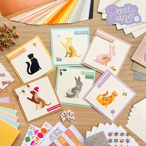 Kit per creare cartoline per animali carini e coccolosi / Kit di attività artigianali pieghevoli in carta Iris per principianti / Gatto Cane Coniglio