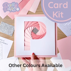 Kit de fabrication de cartes alphabet lettre P | Kit de cartes pliantes Iris | Kit de création de lettres initiales