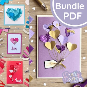Herz Iris Faltmuster Bundle PDF SVG | 4x Love Heart Anfänger Iris Faltmuster Download Cut File | Kartenherstellungsvorlage