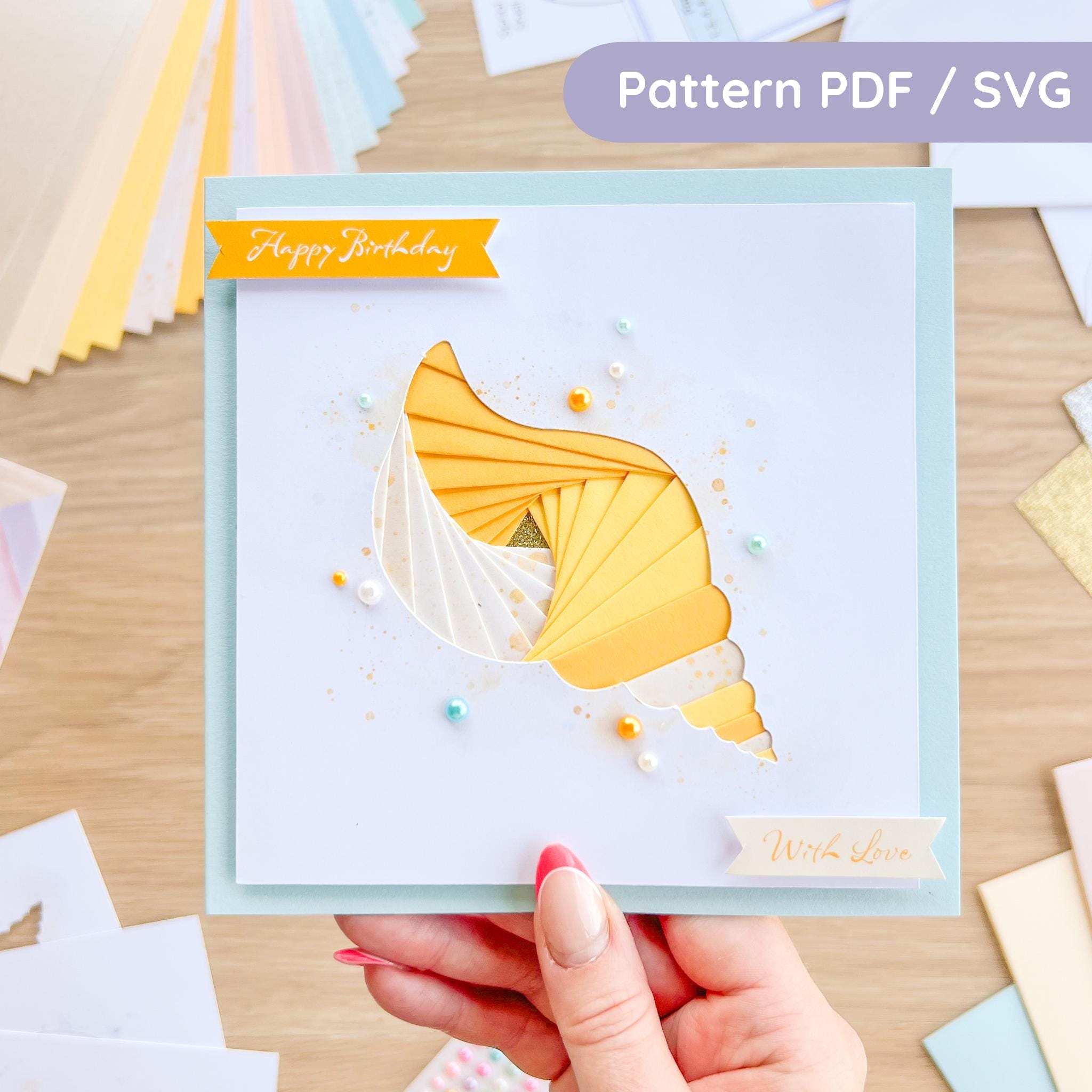 Conch Shell Iris Folding Pattern | Beginner Card Making Template ...