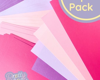 Fairy Princess Paper Pack A5, 30 Sheets | Pearlised Paper Pad | Pearl and Plain Craft Paper | Pink Purple