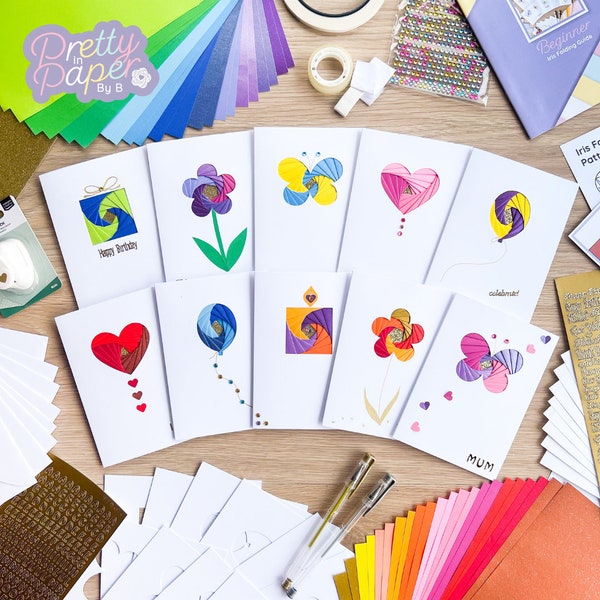 Beginner Iris Folding Card Making Kit | Bright Edition | Craft Kit Gift | Over 200 Items