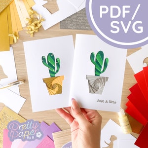 Cactus Plant Iris Folding Pattern PDF & SVG | Cactus Pot Beginner Printable Download | Cut File | Card Making Template