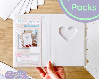 Mini Heart Card Apertures A6 (Pack of 6) | White Card Blanks & Envelopes x6