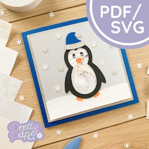 Patrón plegable de iris de pingüino PDF & SVG / Descarga de plantilla plegable de iris para principiantes / Archivo de corte / Plantilla de creación de tarjetas de pájaros de invierno