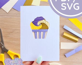 Cupcake Mini Iris Folding Pattern PDF & SVG | Beginner Cake Printable Download | Cut File | Card Making Template