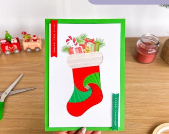 Fluffy Stocking Iris Folding Pattern PDF & SVG | Beginner Printable Download and Cut File