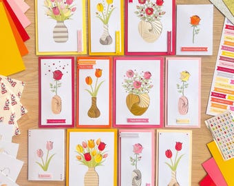 Flowers at Home Card Making Kit | Roses and Tulips | Iris Folding Craft Kit
