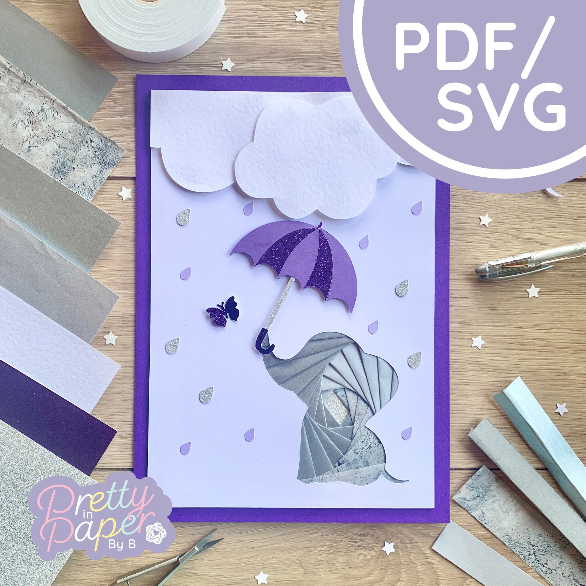 Elephant Sitting Iris Folding Pattern PDF & SVG | Animal Beginner Iris ...