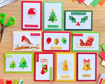 Merry Christmas Collection Iris Folding Card Making Kit | Festive Family Craft Activity Kit