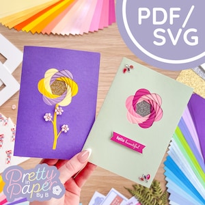 Blumen Blüte Iris Faltmuster PDF & SVG | Anfänger Druckbare Download | Schnittdatei | Kartenherstellungs-Vorlage