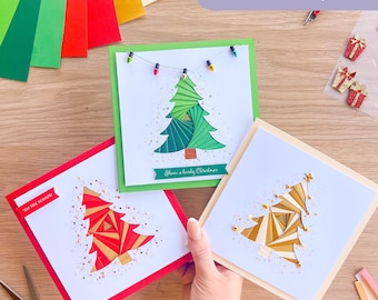 Christmas Fir Tree Iris Folding Pattern PDF & SVG | Beginner Printable Download and Cut File