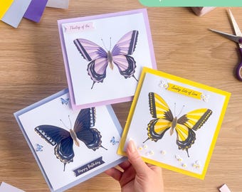 Swallowtail Butterfly PRINTED Aperture Card (Pack of 3) | 3 x Square Apertures, Card Blanks & Envelopes