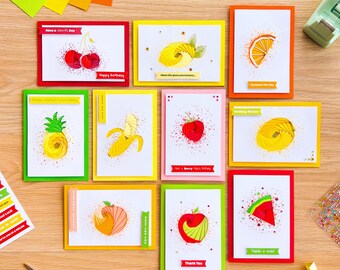 Summer Fruits Card Making Kit | Beginner Iris Folding Family Paper Craft Kit | Makes 10 cards