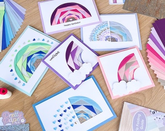 Over the Rainbow Iris Folding Card Making Kit | Craft Kit Gift | Rainbow Paper Craft Activity