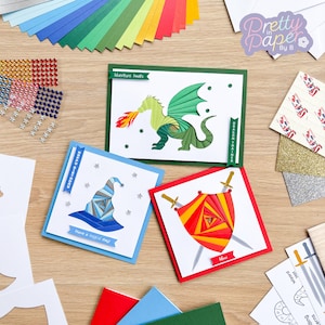 Magic Quest Card Making Kit | Iris Folding Craft Kit Beginners | Letter Box Craft Gift | Dragon Shield Wizard Hat