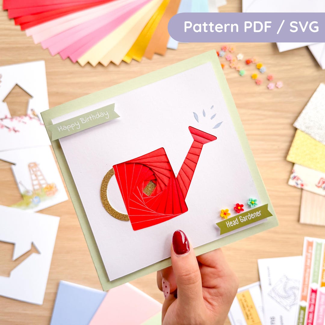 Watering Can Iris Folding Pattern PDF & SVG | Beginner Template ...