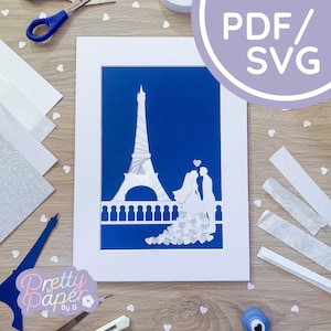 Patrón plegable del iris de la Torre Eiffel PDF & SVG / Plantilla plegable del iris para principiantes de París / Archivo de corte / Plantilla de fabricación de tarjetas