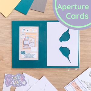 Love Birds Aperture Pack Pack of 3 Rectangle White Apertures x3, Coloured Card Blanks x3, C5 White Envelopes x3 image 1