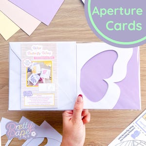 Pacote de abertura de asa de borboleta selvagem (pacote com 3) | Aberturas brancas moldadas (x3), cartões coloridos em branco (x3), envelopes quadrados (x3)