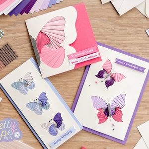 Kit per la creazione di biglietti Butterfly Creations / Kit per biglietti pieghevoli a forma di farfalla Iris / Kit regalo per lavoretti artigianali