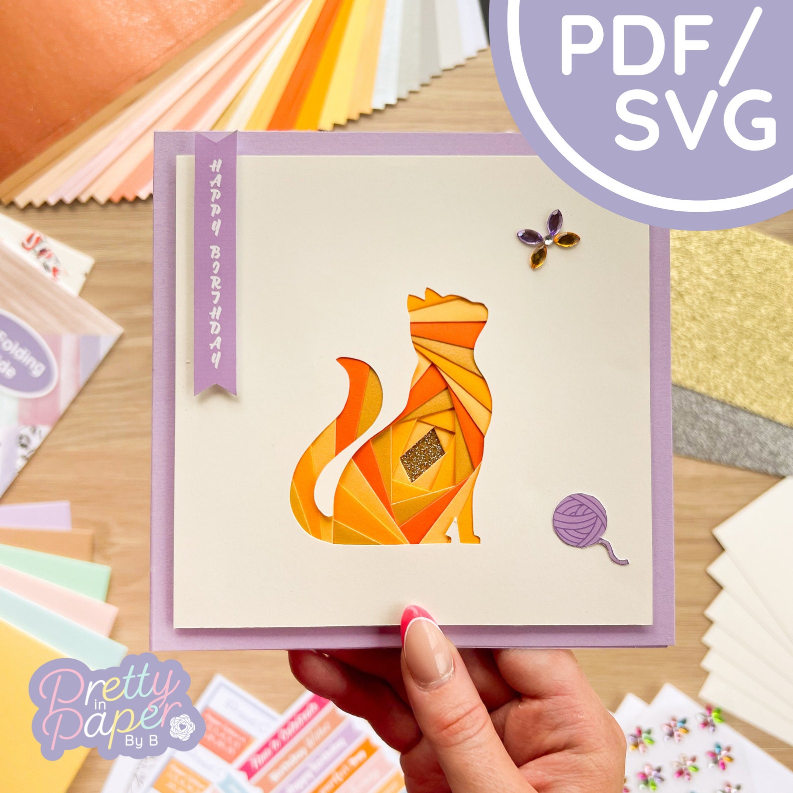 Proud Cat Iris Folding Pattern PDF & SVG | Kitten Intermediate Iris ...