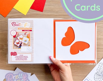 Butterfly Aperture Pack (Pack of 3) | Square White Apertures (x3), Warm Coloured Card Blanks (x3),  Square Envelopes (x3)