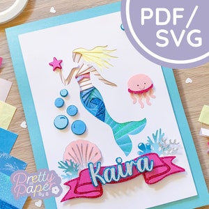 Motif de pliage sirène Iris PDF SVG | Modèle de pliage iris magique Télécharger le fichier de coupe | Modèle de fabrication de cartes sirène