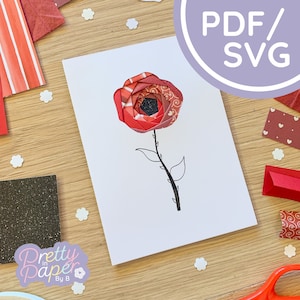 Modello di piegatura di Rose Iris PDF e SVG / Modello di piegatura di Mini Flower Beginner Iris Download / File di taglio / Modello per la creazione di biglietti
