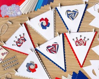 Red, White & Blue Bunting Craft Kit | 4 July Celebration Craft Activity | St George Iris Folding Craft Kit