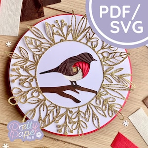 Robin Iris Faltmuster PDF & SVG | 2x kleine Vögel Anfänger Iris Faltmuster Download | Rotkehlchen Garten Vogel Kartenherstellungs-Vorlage