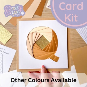 Kit de fabrication de cartes alphabet lettre Q | Kit de cartes pliantes Iris | Kit de création de lettres initiales