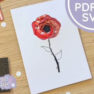 Rose Iris Folding Pattern PDF & SVG Mini Flower Beginner - Etsy