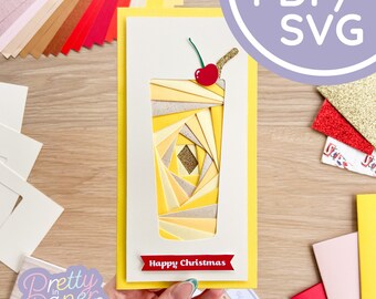 Snowball Glass Iris Folding Pattern PDF & SVG | Wine Glass Beginner Printable Download | Cut File | Card Making Template