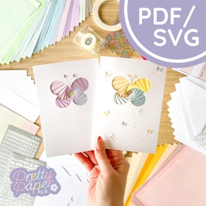 Modello pieghevole farfalla Mini Iris PDF e SVG / download stampabile per principianti / file di taglio / modello per creazione di biglietti