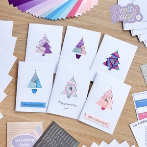 Frozen Forest Christmas Card Making Kit | Christmas Craft Kit Beginners | Christmas Tree Iris Folding Kit | Letter Box Gift