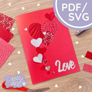 Modello di piegatura dell'iride a cuore PDF e SVG / Scarica il modello di piegatura dell'iride per principianti / Taglia file / Modello per la creazione di biglietti