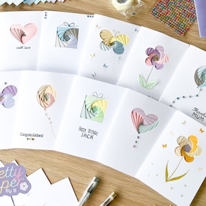 Kit per principianti per realizzare biglietti pieghevoli Iris / Edizione pastello / Kit regalo per artigianato / Oltre 200 articoli