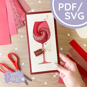 Modello di piegatura dell'iride per bicchiere di vino PDF e SVG / Scarica il modello di piegatura dell'iride di vetro / File di taglio del vetro / Modello per la creazione di biglietti