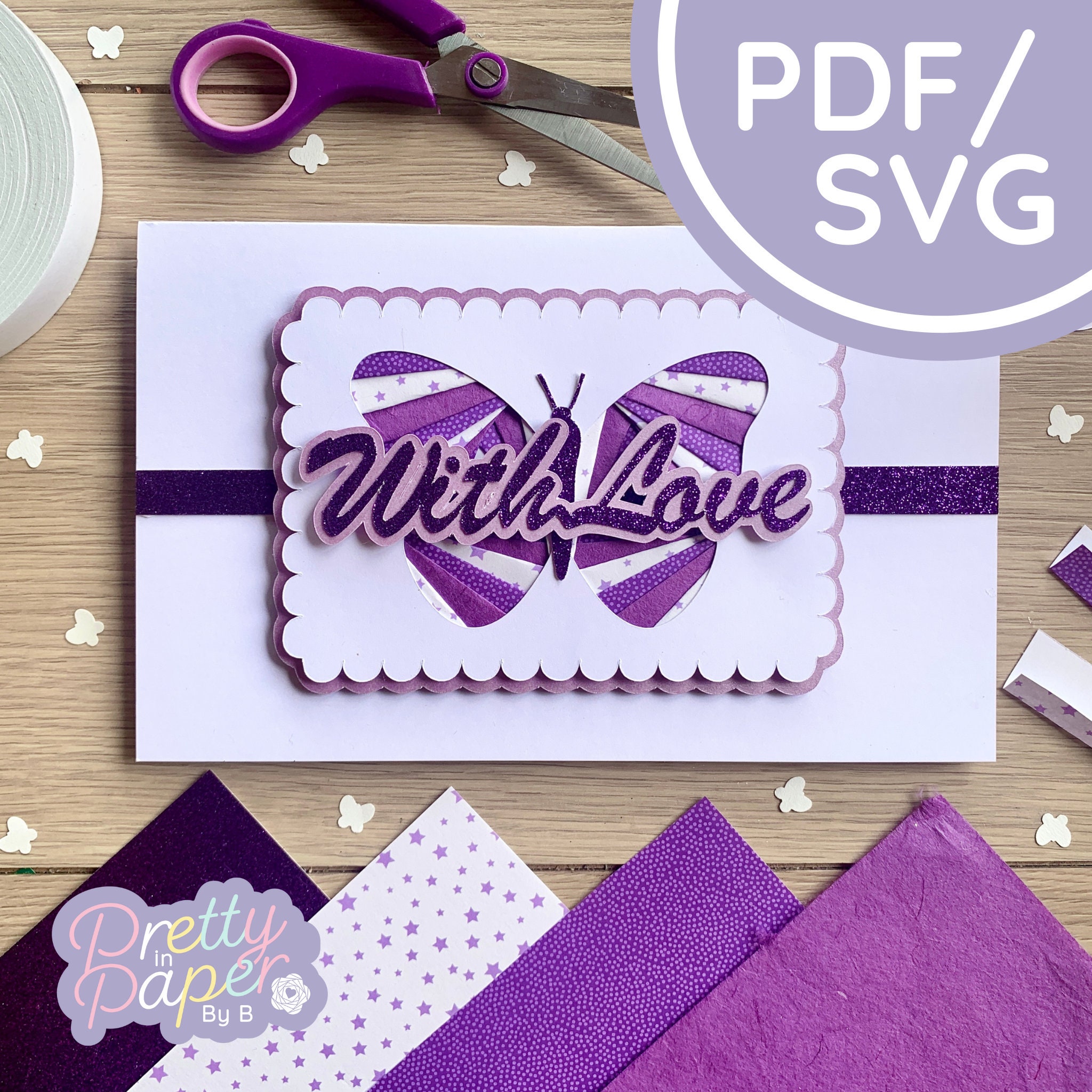 Butterfly Iris Folding Pattern PDF & SVG | Intermediate Printable ...