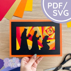 Three Wise Men Silhouette Iris Folding Pattern PDF & SVG | Christmas Silhouette Iris Folding Download | Cut File | Card Making