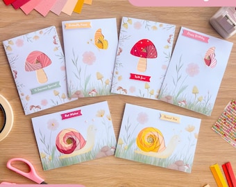 The Little Woodland Card Making Kit | Beginner Mini Iris Folding | Letterbox Craft Gift | Toadstool, Snail, Butterfly Wing