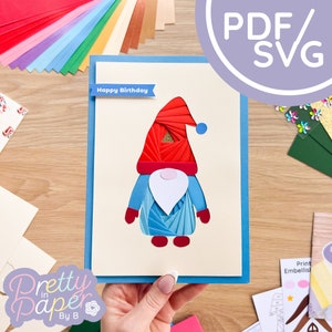 Gonk Gnome Iris Folding Pattern PDF e SVG / Principiante Iris Folding Pattern Download digitale / File di taglio / Modello per la creazione di carte