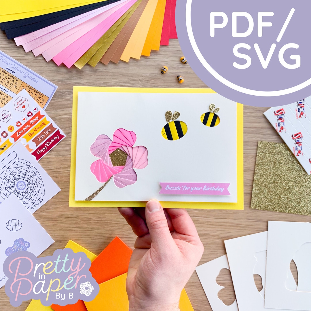 Bees and Flower Iris Folding Pattern PDF & SVG | Intermediate Iris ...