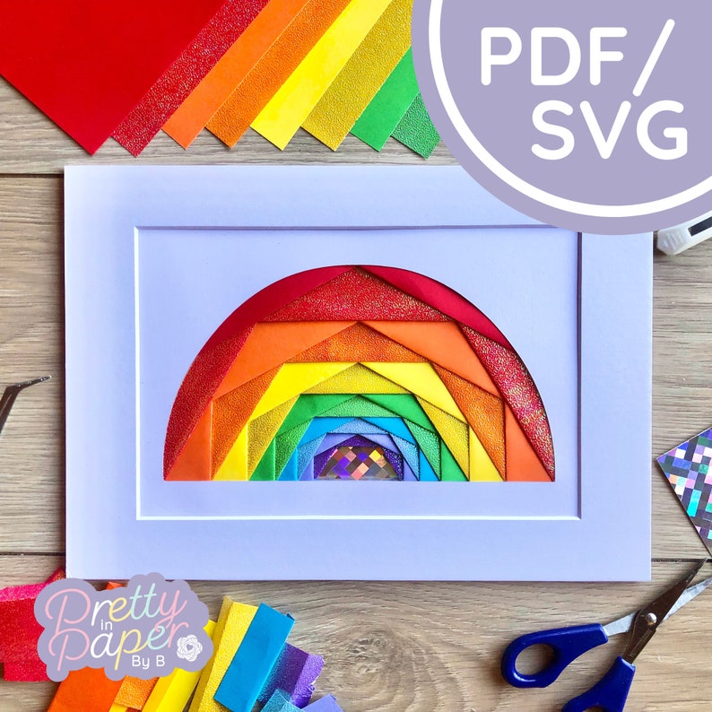 Rainbow Iris Folding Pattern LARGE PDF & SVG | Beginner Iris Folding ...