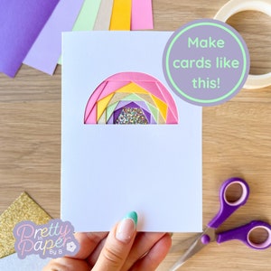Mini Rainbow Card Apertures A6 Pack of 6 White Card Blanks & Envelopes x6 image 4