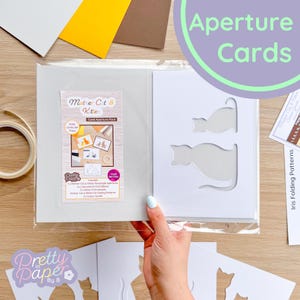 Pack mère chaton et chaton (lot de 3) | Ouvertures rectangulaires blanches (x3), cartes vierges colorées (x3), enveloppes blanches C5 (x3)